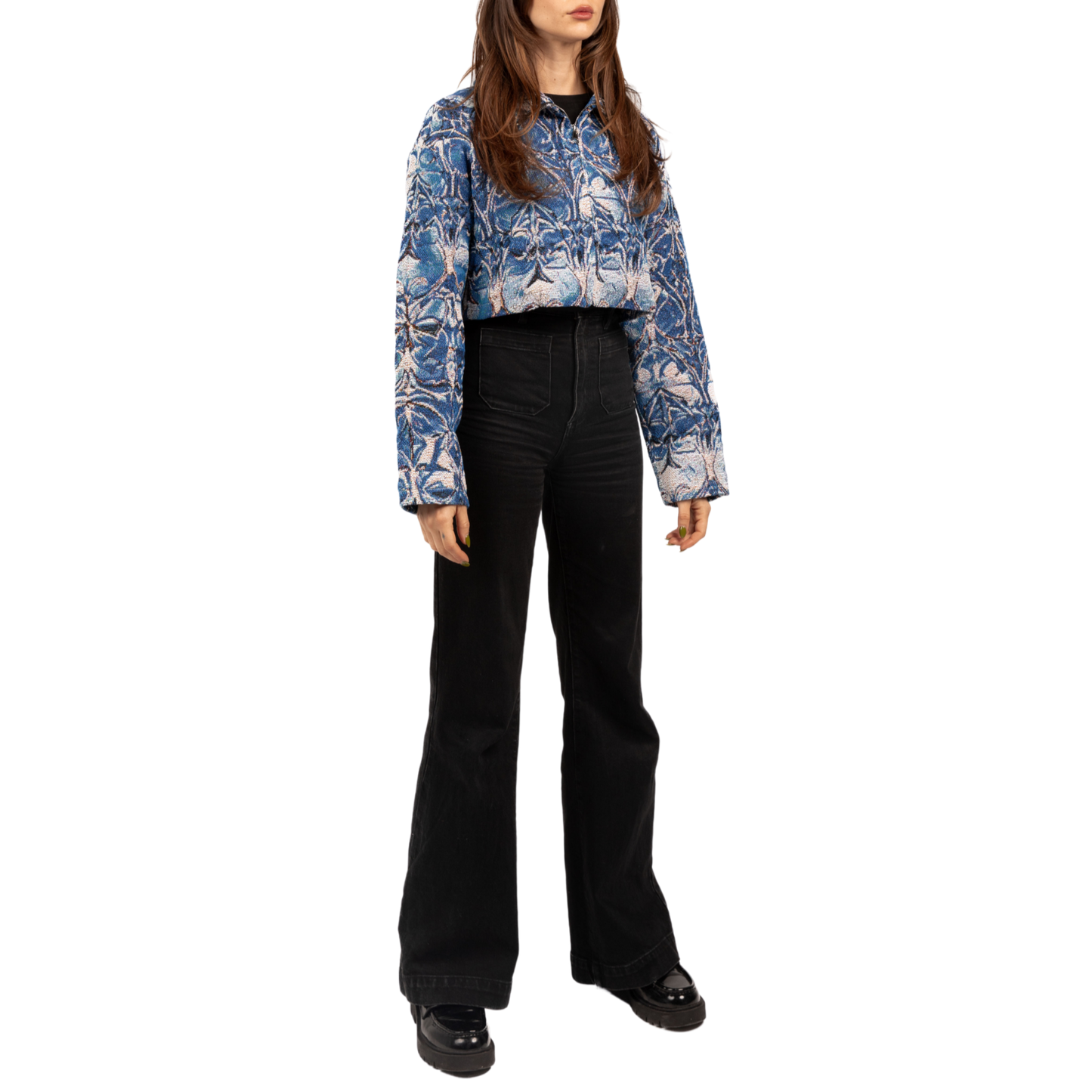 Blue Chrome Crop Jacket