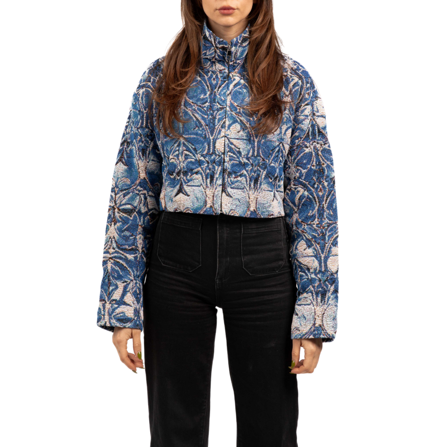 Blue Chrome Crop Jacket