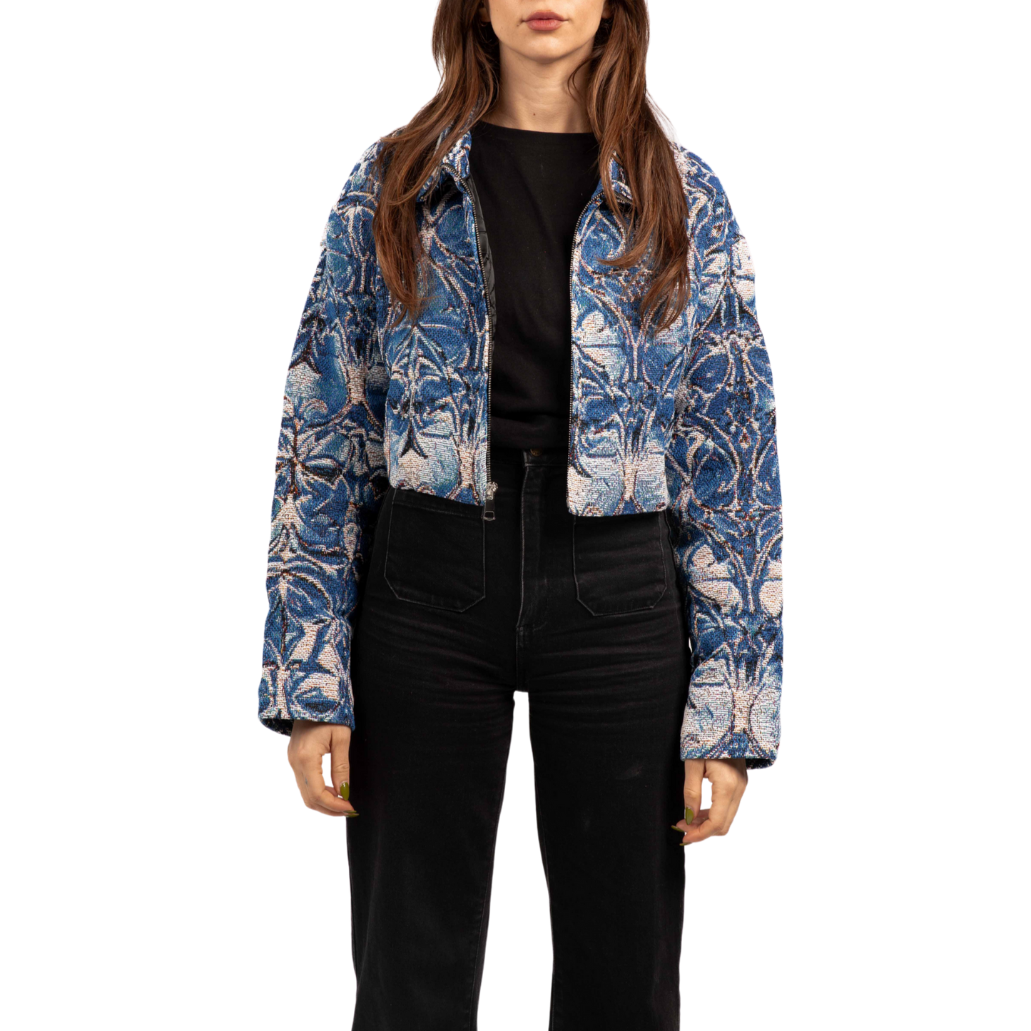 Blue Chrome Crop Jacket