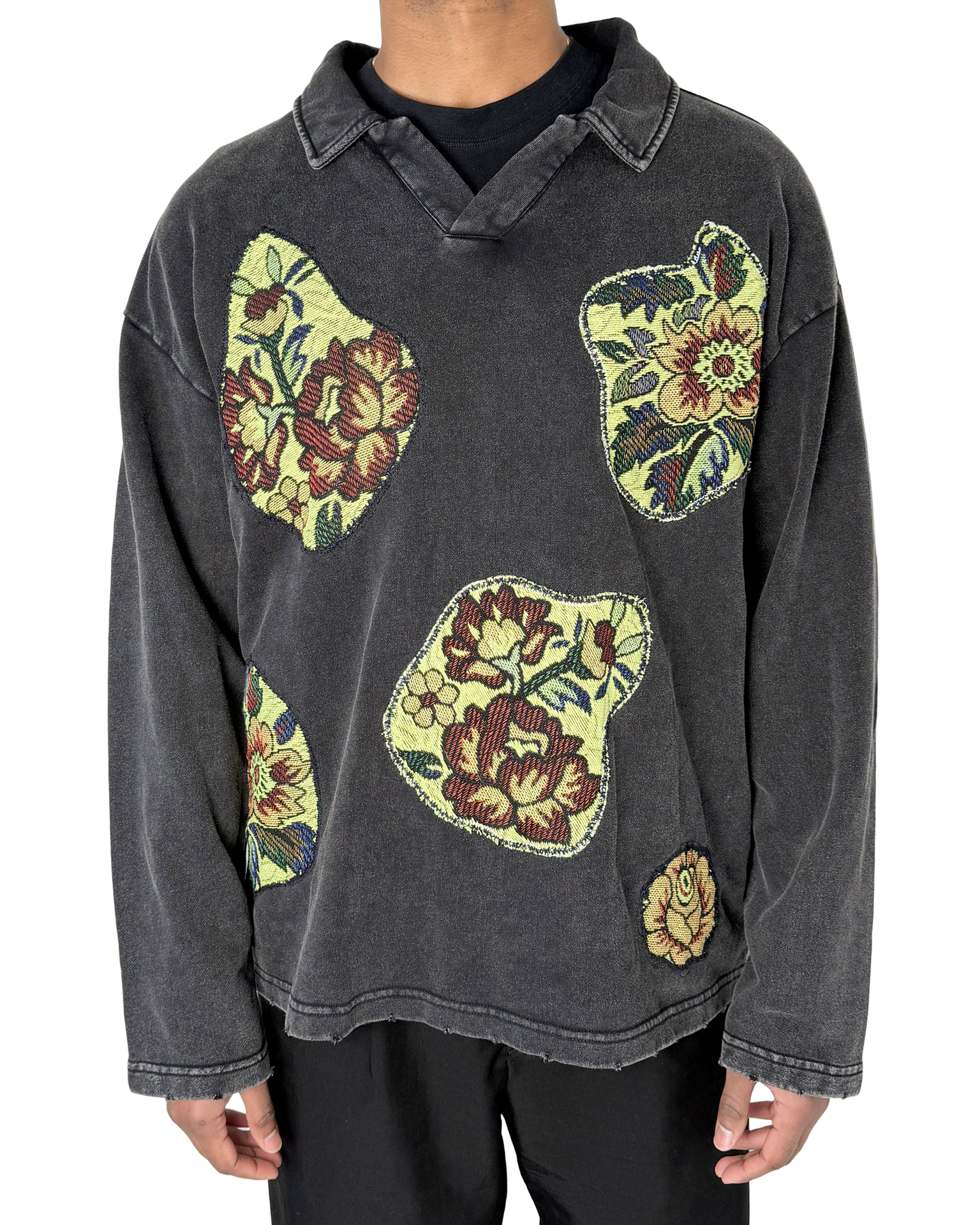 Green Rose Rework Polo Sweatshirt (L)