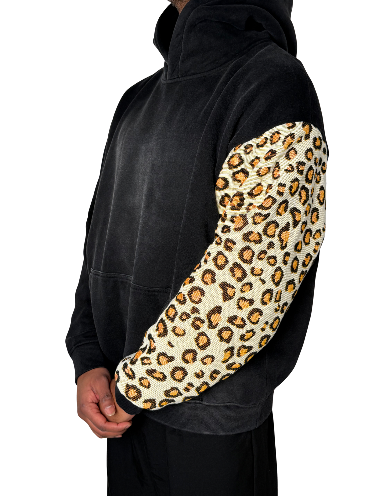 Cheetah Sleeve Rework Hoodie (L)