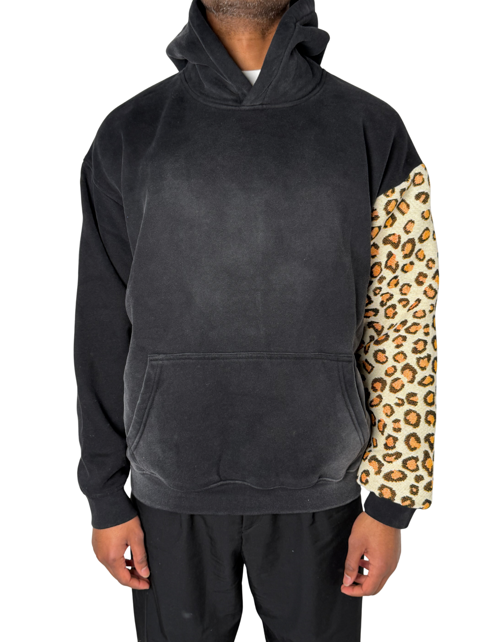 Cheetah Sleeve Rework Hoodie (L)
