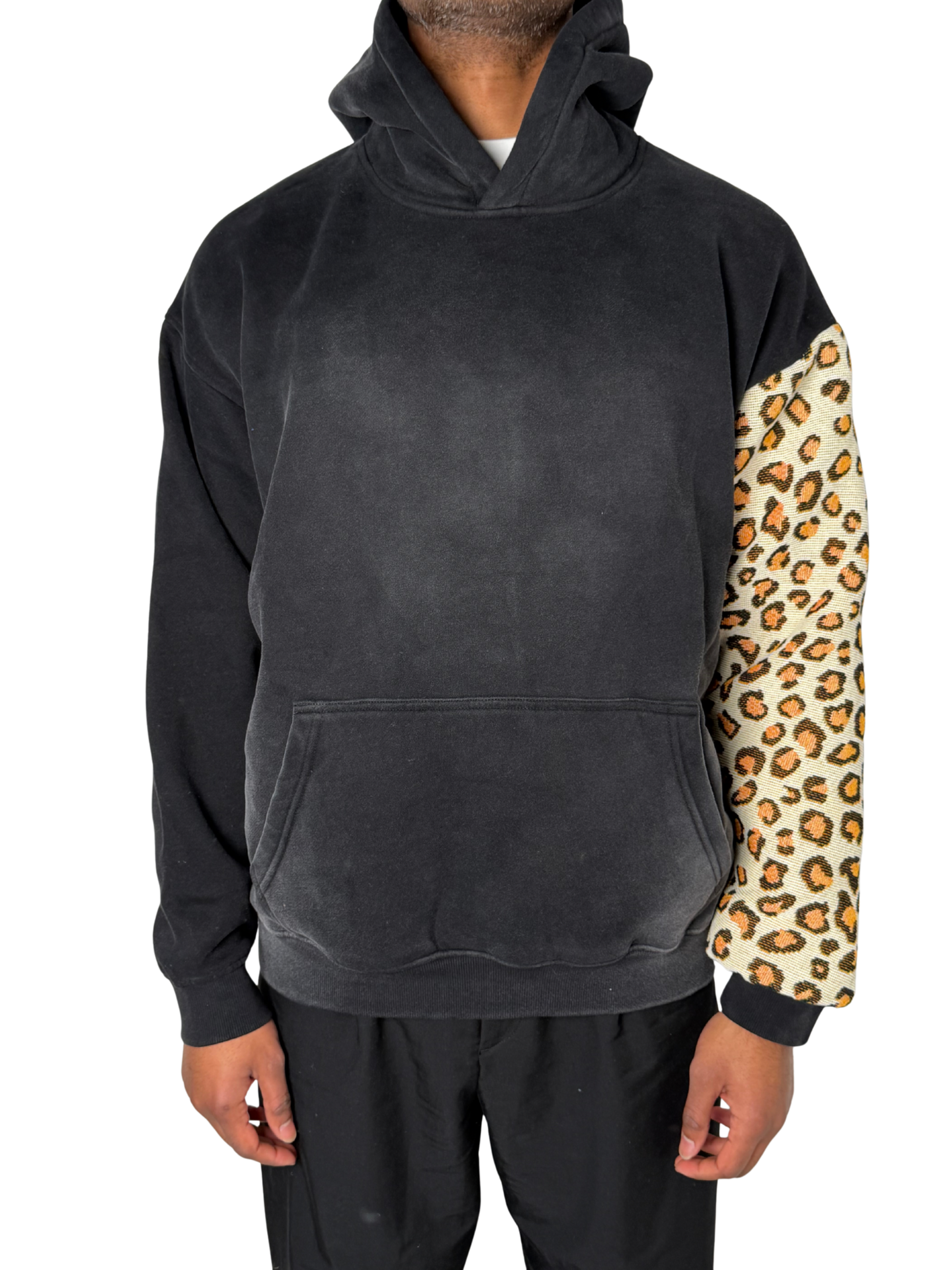 Cheetah Sleeve Rework Hoodie (L)