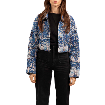 Blue Chrome Crop Jacket